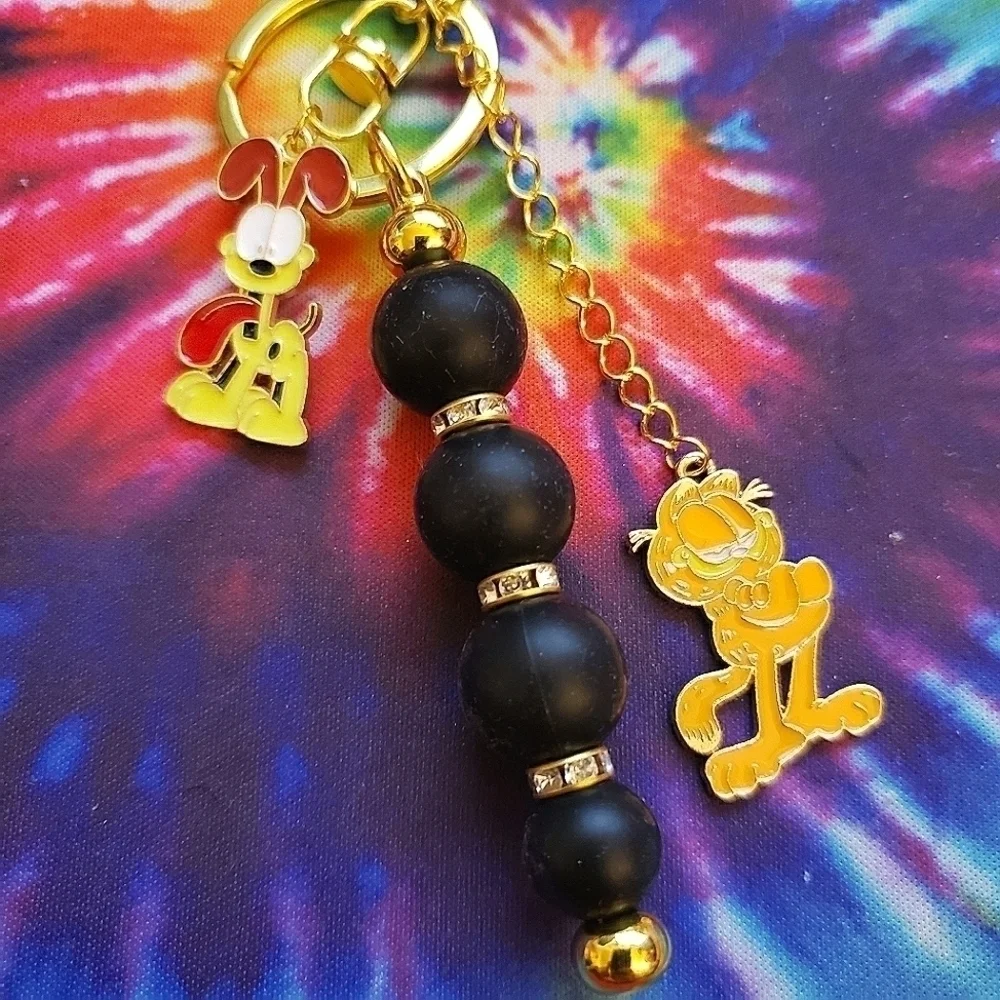 Hand Crafted Garfield and Odie Charm Keychain